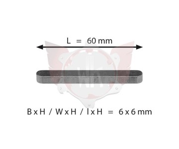 Spie voor achteras 6x6x60mm