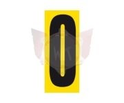 plakcijfer 0 zwart op gele achtergrond