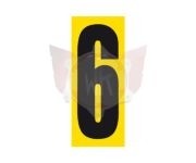 Plakcijfer 6 of 9 zwart met gele achtergrond
