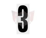 Plakcijfer 3 zwart met transparante achtergrond